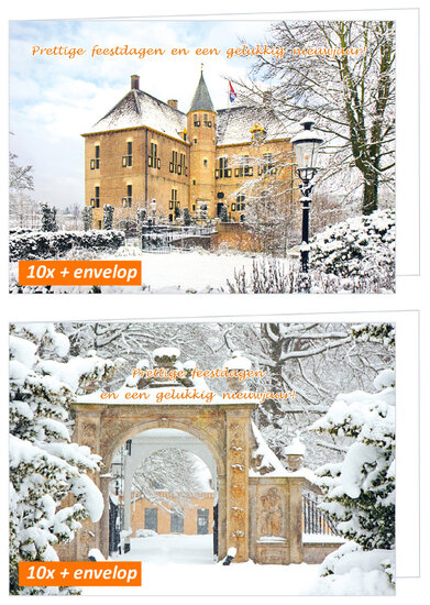 luxe kerstkaarten landschap - gevouwen kaarten met envelop (set nr. 110)
