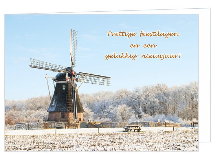 luxe kerstkaarten 2025 molens - gevouwen kaarten met envelop (set nr. 112)
