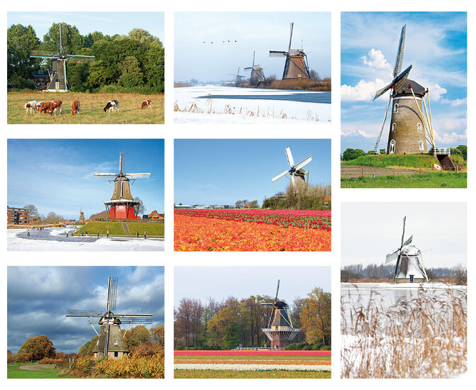 ansichtkaarten set molens - 8 kaarten met molenmotief (nr. 126)