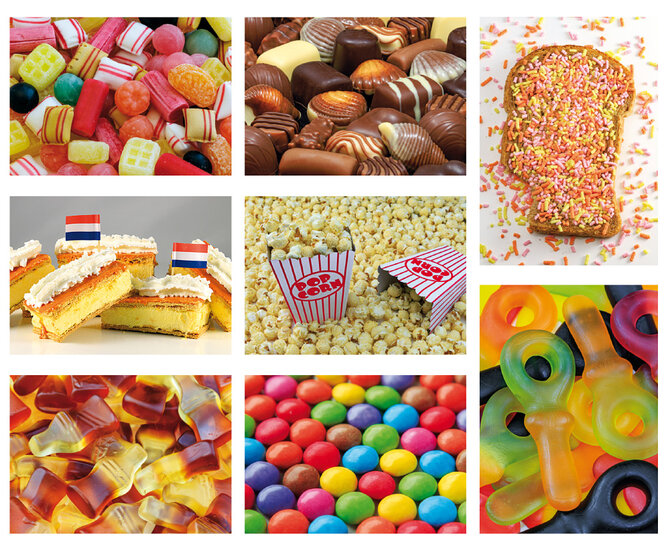 eten en snoep ansichtkaarten - set met 8 kaarten (nr. 119)