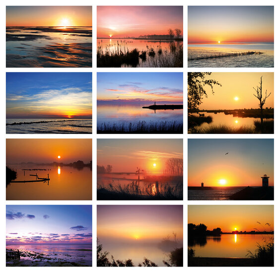 ansichtkaarten set zonsopkomst en zonsondergang - set met 12 kaarten (nr. 56)