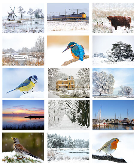 winter ansichtkaarten - set met 15 winterse kaarten (nr. 45)
