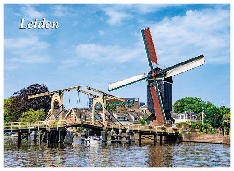 ansichtkaart Leiden - molen en brug (C102)
