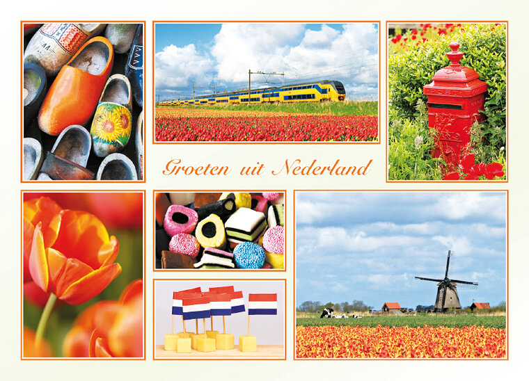 ansichtkaarten Nederland - set met 9 kaarten + flyer Postcrossing hoe werkt het (nr. 100)