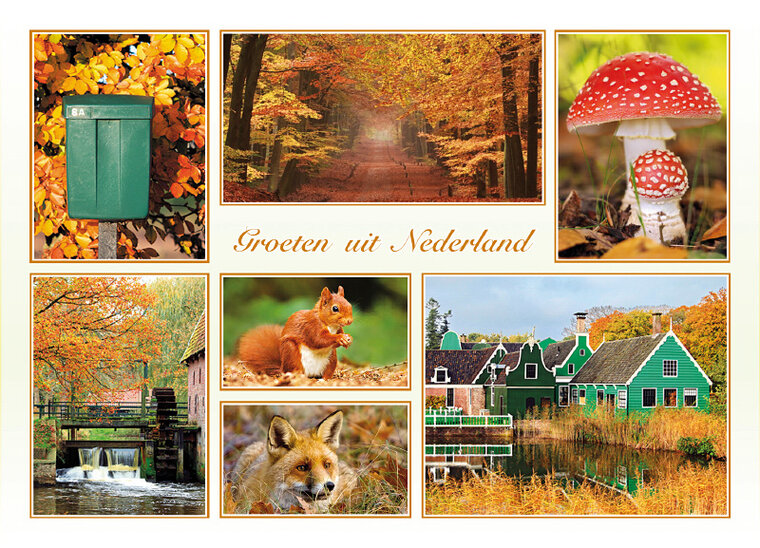 ansichtkaarten Nederland - set met 9 kaarten + flyer Postcrossing hoe werkt het (nr. 100)