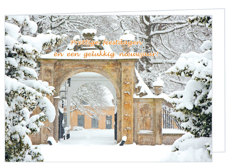 Luxe kerstkaart prettige feestdagen - dubbele kaart met envelop (K013)