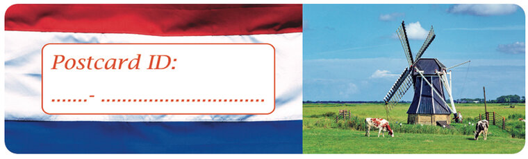 Postcrossing postcard ID stickers - 6x Nederlandse vlag en molen met koeien (S025) Postcrossing postcard ID stickers - 6x Nederlandse vlag en molen met koeien (S025)