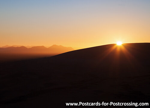 ansichtkaart zonsopkomst Dune 45 - Namibië