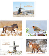 Goedkope kerstkaarten - 5 gevouwen kaarten met enveloppe (set nr. 96)
