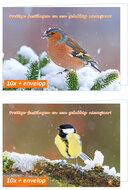 luxe kerstkaarten vogels - vink en koolmees - gevouwen kaarten met envelop (set nr. 115)