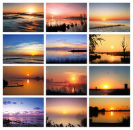 ansichtkaarten set zonsopkomst en zonsondergang - set met 12 kaarten (nr. 56)