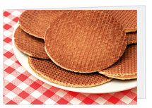 Blanco wenskaart stroopwafels - dubbele kaart met envelop (W027) Blanco wenskaart stroopwafels - dubbele kaart met envelop (W027)