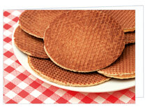 Blanco wenskaart stroopwafels - dubbele kaart met envelop (W027) Blanco wenskaart stroopwafels - dubbele kaart met envelop (W027)