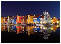 Ansichtkaarten Groningen | Ansichtkaart Reitdiep haven bij avond