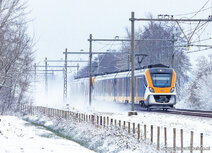 Trein kaarten |  Sprinter trein in de winter ansichtkaart Trein kaarten |  Sprinter trein in de winter ansichtkaart