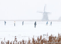 Welterbe Postkarten | ansichtkaart Ypey molen met schaatsers