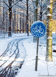 Fiets ansichtkaarten | ansichtkaart fietspad in de winter