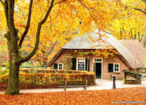 Herfst kaarten | ansichtkaart kleine boerderij in de herfst Herfst kaarten | ansichtkaart kleine boerderij in de herfst
