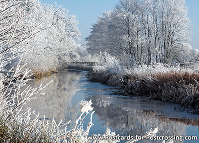 ansichtkaart winter Ouddiep / Koningdiep Beetsterzwaag, postcard winter landscape, Postkarte winter landschaft