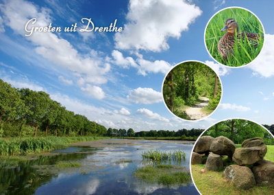 Ansichtkaart groeten uit Drenthe, postcard greetings from Drenthe, Postkarte Grüße von Drenthe