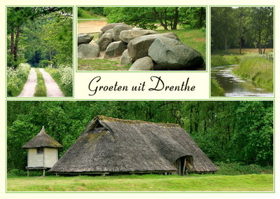 Ansichtkaart landschap in Drenthe, Postcard landscape in Drenthe, Postkarte landschaft in Drenthe