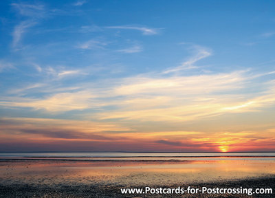 ansichtkaart zonsopkomst Waddenzee - werelderfgoed