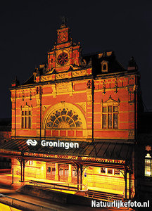 ansichtkaart Centraal Station Groningen, postcard Central Station Groningen, Postkarte Hauptbahnhof Groningen