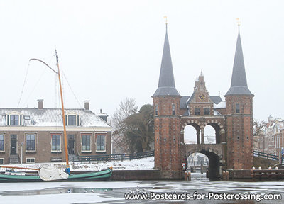 ansichtkaart waterpoort winter Sneek, Winter Postcard waterpoort Sneek, Winter Postkarte waterpoort Sneek