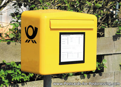 Ansichtkaart brievenbus Duitse Post, postcard mailbox German Post, postkarte briefkasten Deutsche Post