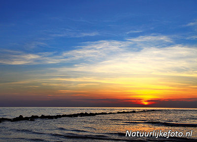 Ansichtkaart zonsondergang Noordzee, postcard sunset North sea, Postkarte Sonnenuntergang Nordsee