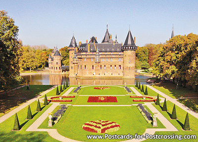 Herfstkaarten, ansichtkaart kasteel de Haar Utrecht - Haarzuilens, postcard castle de Haar, Postkarte Schloss de Haar