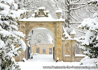 goedkope kerstkaarten kopen, ansichtkaart winter borg Nienoord, postcard winter Nienoord, Postkarte winter Nienoord