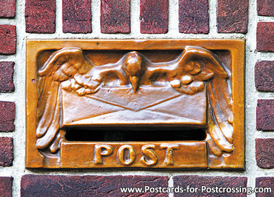 Ansichtkaart brievenbus Post, postcard mailbox Post, postkarte Post briefkasten