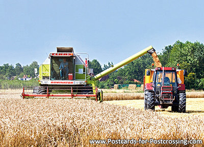 Ansichtkaart Combine met trekker