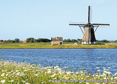 ansichtkaart molen het Noorden op Texel, mill postcard, Mühle Postkarte