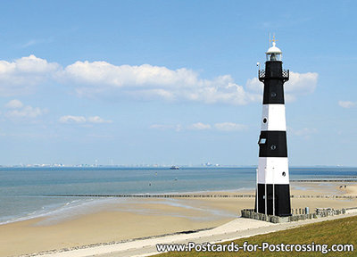 ansichtkaart vuurtoren Breskens, postcard lighthouse Breskens, postkarte leuchtturm Breskens