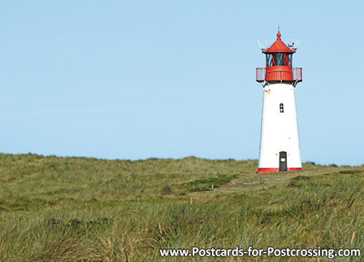 ansichtkaart vuurtoren List west Sylt, postcard lighthouse List west Sylt, postkarte leuchtturm List west Sylt