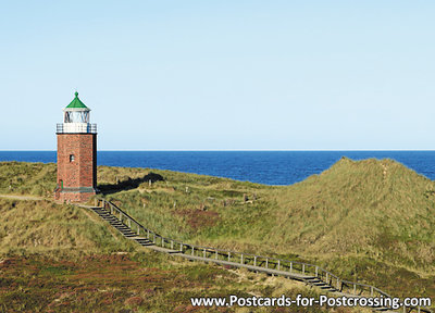 ansichtkaart vuurtoren Rotes Kliff Sylt, postcard lighthouse Rotes Kliff Sylt, postkarte leuchtturm Rotes Kliff Sylt
