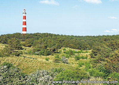 ansichtkaart vuurtoren Bornrif Ameland - postcard lighthouse Ameland - postkarte leuchtturm Ameland