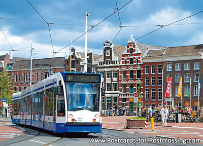 Ansichtkaart tram op het Muntplein in Amsterdam, postcard Amsterdam, Postkarte Amsterdam