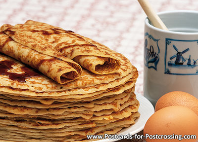 ansichtkaart pannenkoeken kaart, postcard pancakes, postkarte eierkuchen, Pfannkuchen