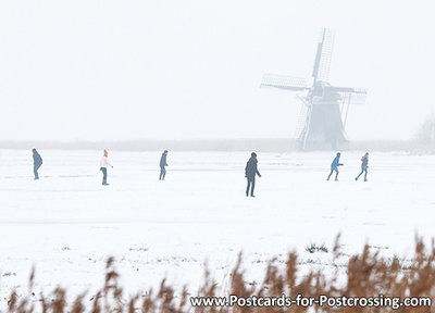 Ansichtkaart Ypey molen met schaatsers, winter postcard Ypey Mill, Postkarte Ypey Muhle