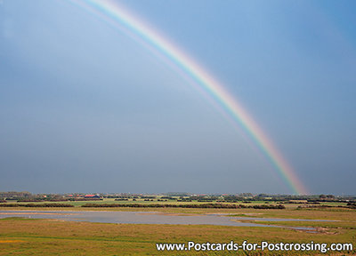 regenboog kaart, leuke ansichtkaart / postkaart van een regenboog