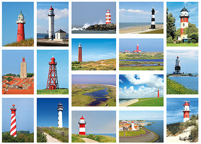 ansichtkaartenset vuurtorens - Postcard set Lighthouses - Postkarten Set Leuchttürme