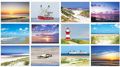 kaarten set strand en zee - Postcard set beach and sea - Postkarten Set Strand und Meer