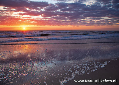 ansichtkaart zonsondergang Texel, postcard sunset Texel, Postkarte Sonnenuntergang Texel