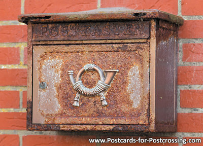 Ansichtkaart brievenbus, mailbox postcard, Postkarten Deutschland Postkarte Briefkasten