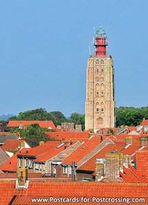 ansichtkaart vuurtoren 't Hoge Licht Westkapelle, postcard lighthouse Westkapelle, postkarte leuchtturm Westkapel