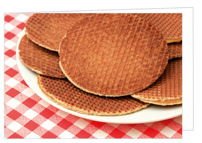 Blanco wenskaart stroopwafels - dubbele kaart met envelop