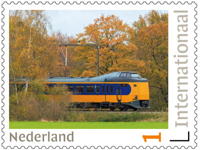 Postzegels 5 x Internationaal trein in de herfst